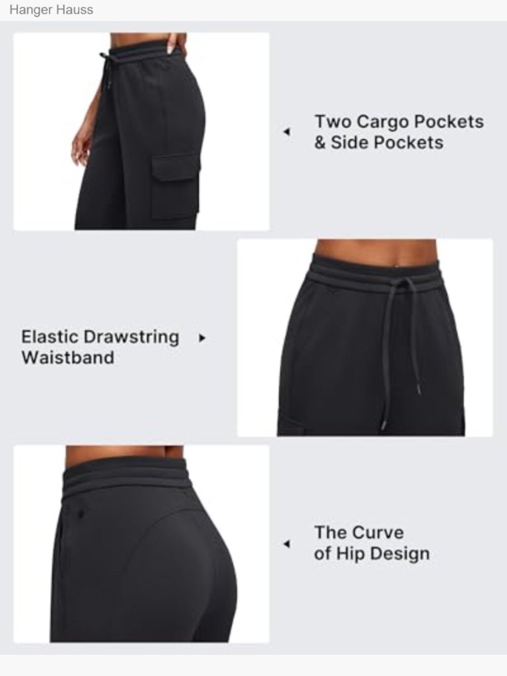 Modal Wide Leg Cargo Sweatpants with Pockets High Rise Casual - Picture 4 of 7